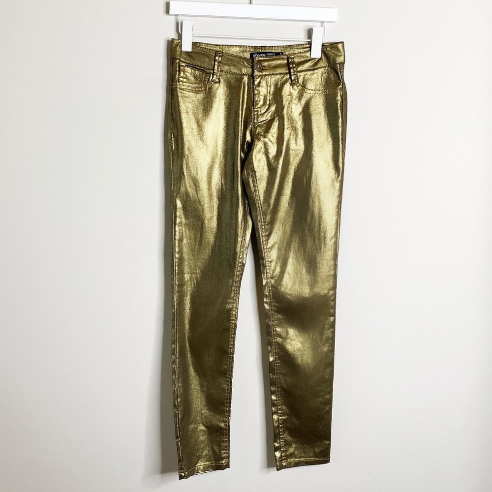 Rewash Metallic Gold Coated & Black Skinny Jeans